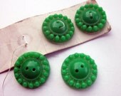 4 Vintage 1940s Green Bobble Buttons