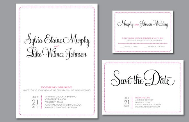 Simple Elegance Wedding TRIO - Invitation, Response Card, Save the Date - Custom Color - Modern, Typography - Digital File or Print Deposit