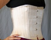 Handmade Cream Satin Steel-Boned Corset size 6
