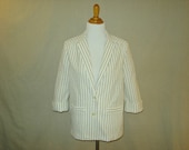 Vintage 1980s  Alfred Dunner Navy / Cream Pinstripe Blazer