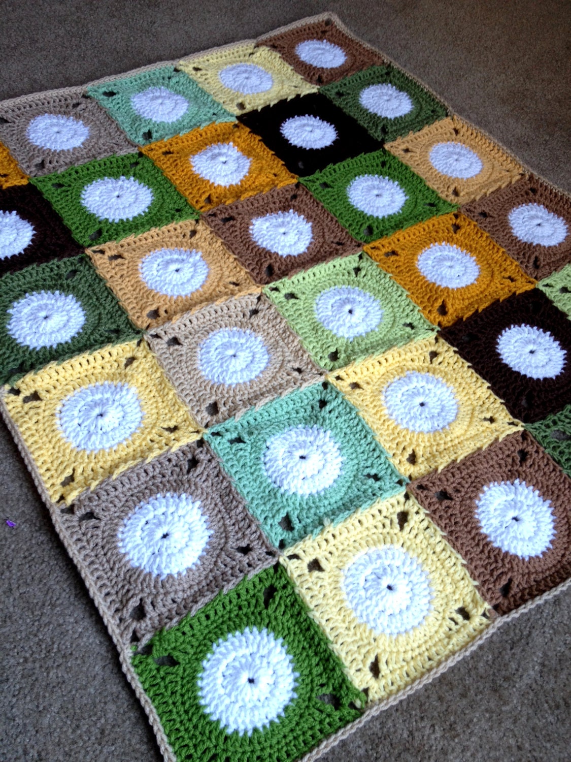 BabyLove Brand White Circle Blanket - Crib Baby 32"x45" Custom any color/size - Fall colors, pastels, blue/white