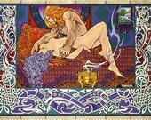 Fine Art Print Erotic nude The Dream Of Nuada 16x11. Celtic art print, Fantasy art print, Goddess, Irish Art, Witch, Signed.