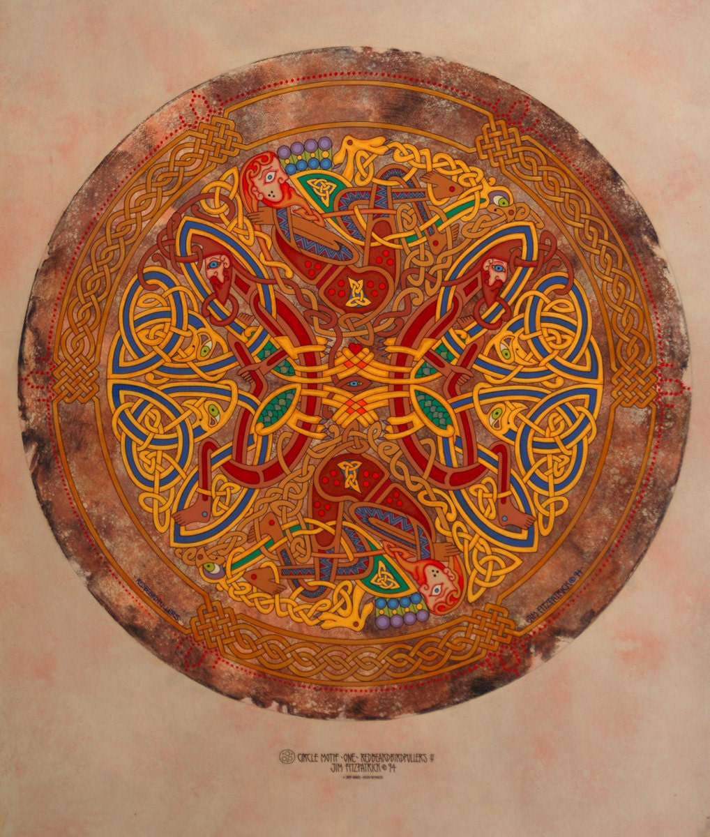 Fine Art Print Celtic Mandala Red Beard Pullers 8x11. Celtic Art, Irish Art, Celtic knot, Celtic Designs, Ireland art, Print, Fine Art.