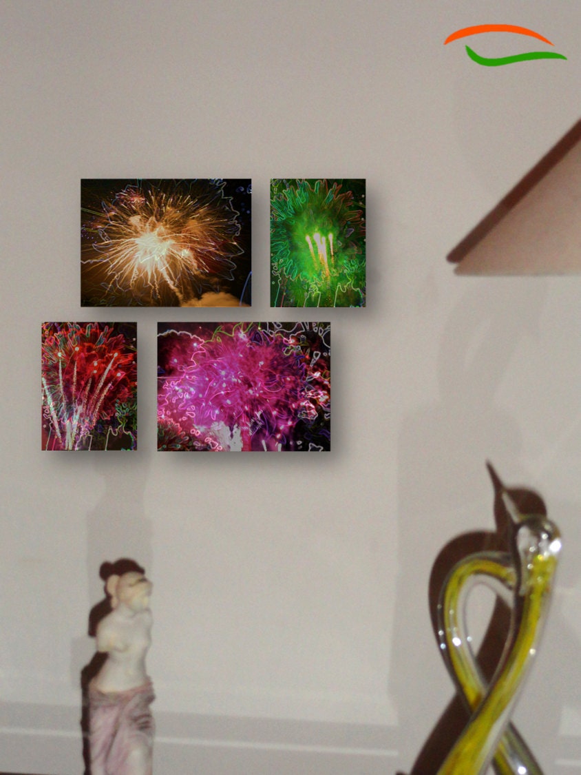 Original Painting Set, Photo Prints, Photo Art, Wall Decor. Diwali Dreams C1- Two 4 x 6in, Two 8x 12in. Decor idea. Indian, ethnic. Artikrti