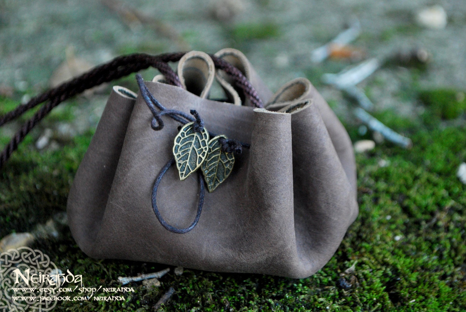 Small leather pouch pendant