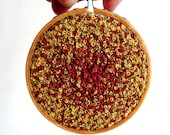 Autumn Leaf Inspired Embroidery Hoop Art - French Knots and Beading  (wall decor / ornament)