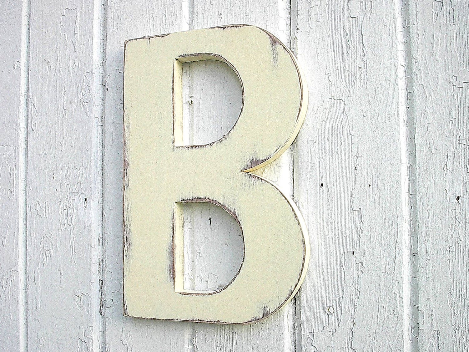 Shabby Wedding B 12" Guestbook  Antique White Nursery Decor Kid wall art chic Photo Prop Distressed Wood