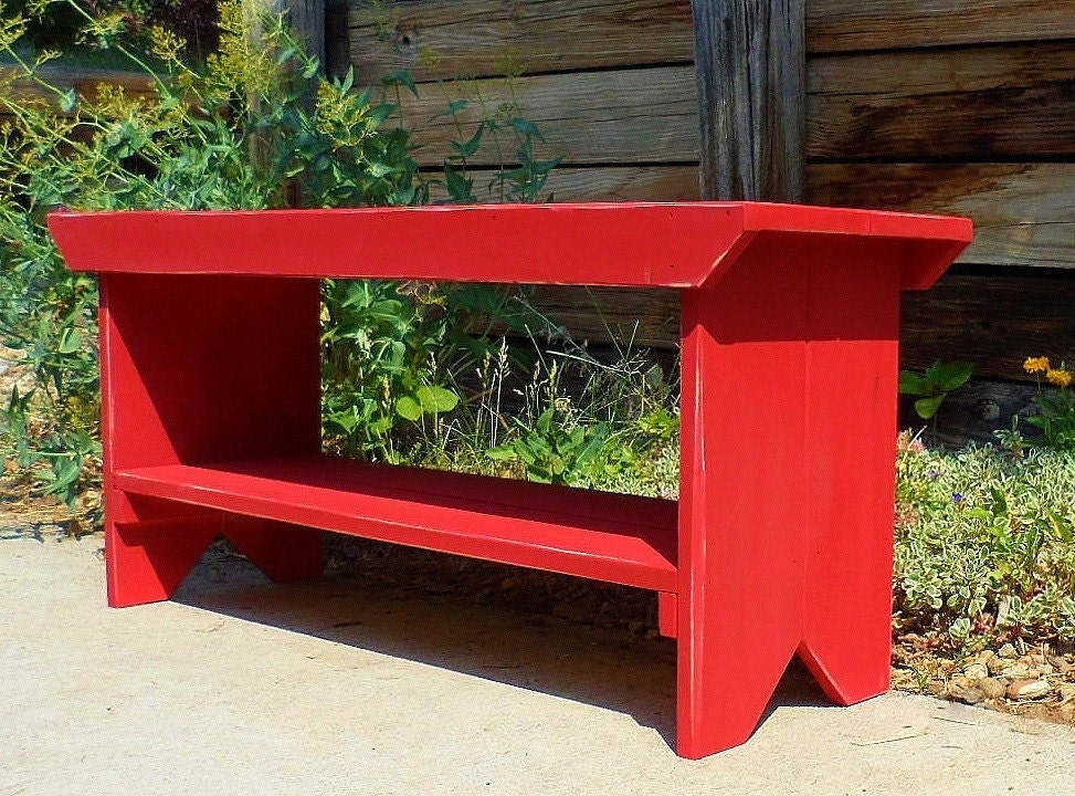 Wood Red Bench