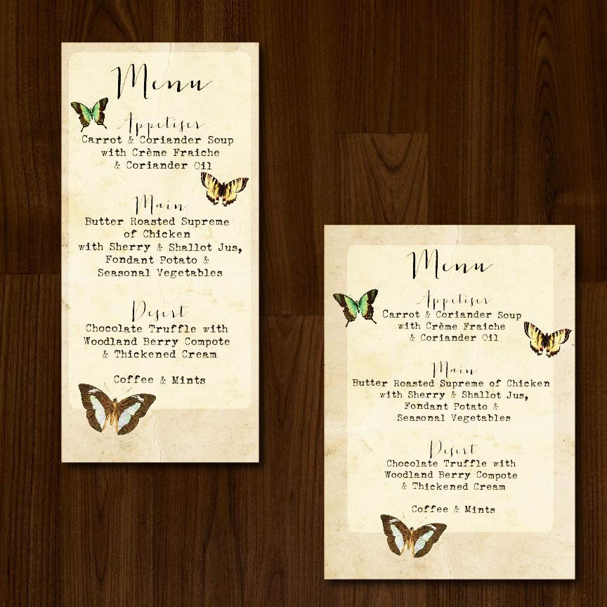 Beautiful Vintage Butterfly DIY Printable Wedding Menu Il_170x135