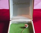 Vintage Krementz 14 Karat Gold Overlay Rose Stick Pin with Original Box