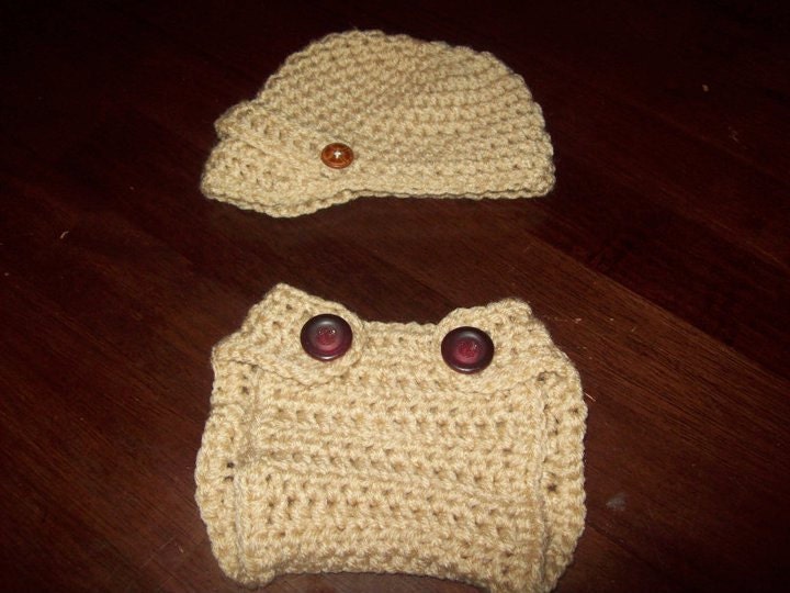 Newsboy hat and diaper cover set