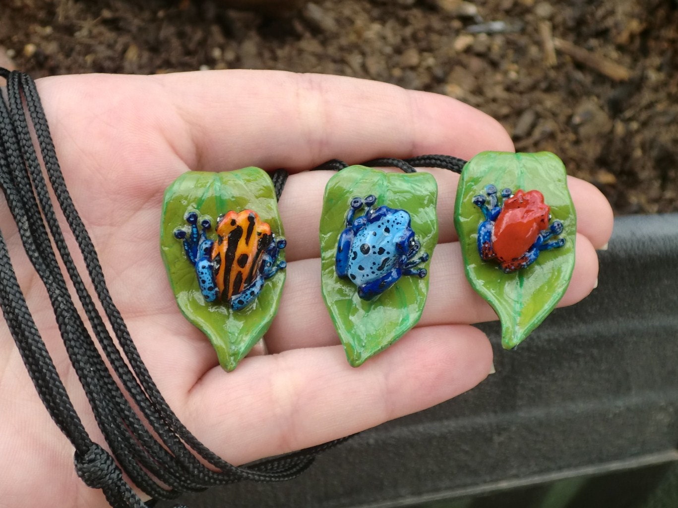 Custom Poison Dart Frog Necklace, Frog Jewelry, Polymer Clay Frog Pendant