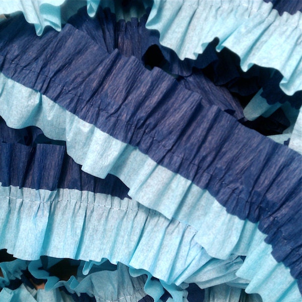 Navy and Baby Blue Ruffled Crepe Paper Streamers - Party Decoration - Craft and Party Supplies Il_570xn