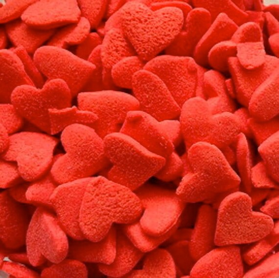 2.4 OZ. Edible Jumbo Red Hearts Confetti - Edible Cake Decoration - Baking Candy Making Party Supplies Il_570xn