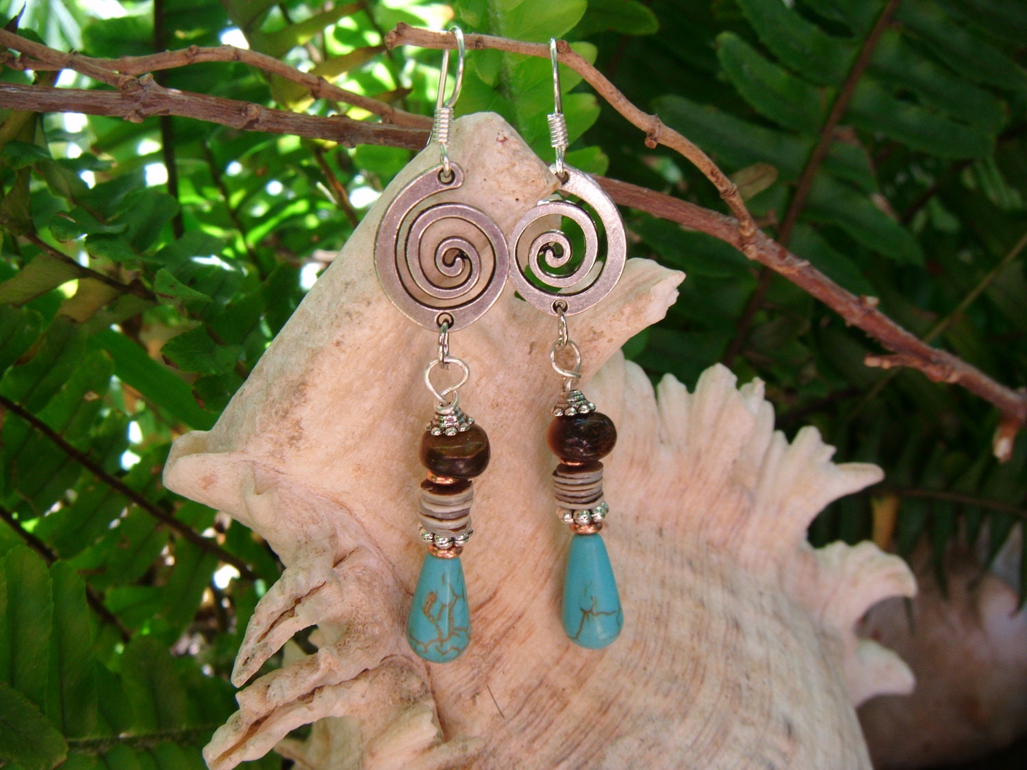 Magnesite Sacred Geometry with tiger eye earrings