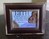 Inspiration Art FAITH Framed Watercolor Mixed Media Original. Martin Luther King Gift OOAK Water  Rocks Sky