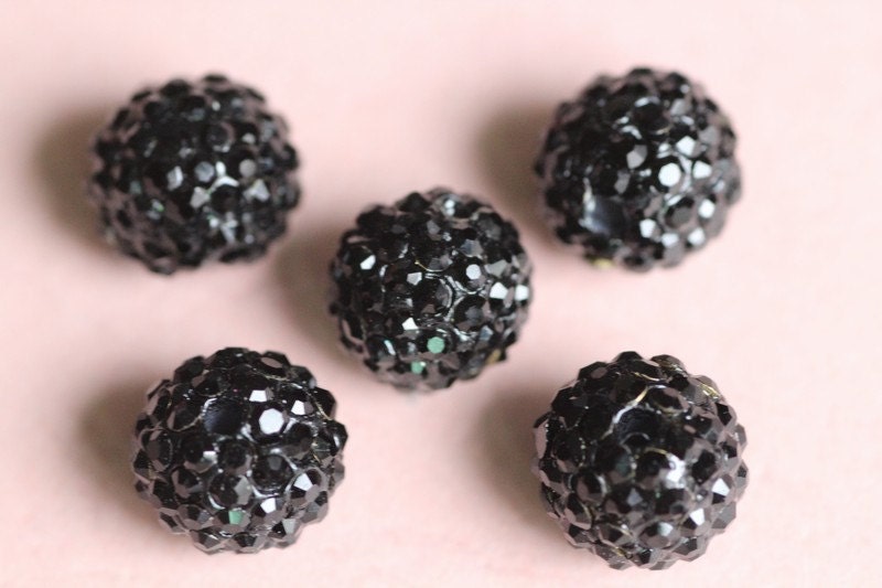 10mm 10pcs black polymer clay  rhinestone shamballa beads,pave disco ball bracelet beads