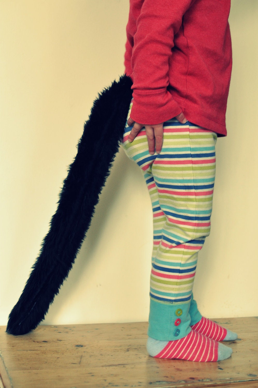 Fluffy toy cat dog tail for toddlers children and pretend play or fancy dress