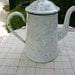 antique french country enamel white and blue marbled coffee pot,shabby chic,country chic