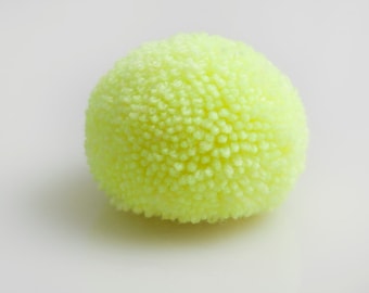 handmade brooch with a big yellow pompom fluorescent neon, pom pom, pompon by bimabejbe