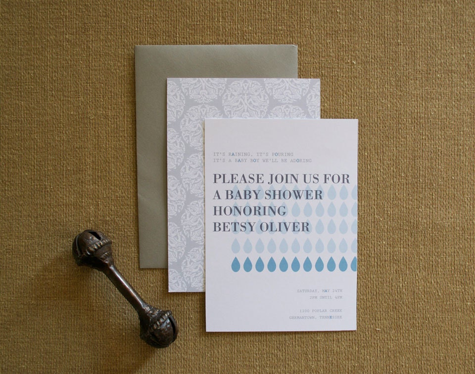 Baby Shower Invitation, Bridal Shower Invitation, Rain drop Invitation Il_570xn