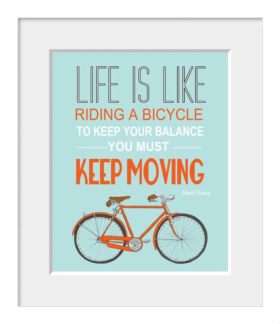 Bicycle art poster, quote print, Albert Einstein, inspirational quote, quote art, nursery decor, bike print, Life is Like Riding A Bicycle
