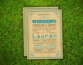 Wedding Rehearsal Dinner Invitation Card - Vintage Classic Bluish Gold Kraft Paper Textured Customizable DIY Double Sided Printable