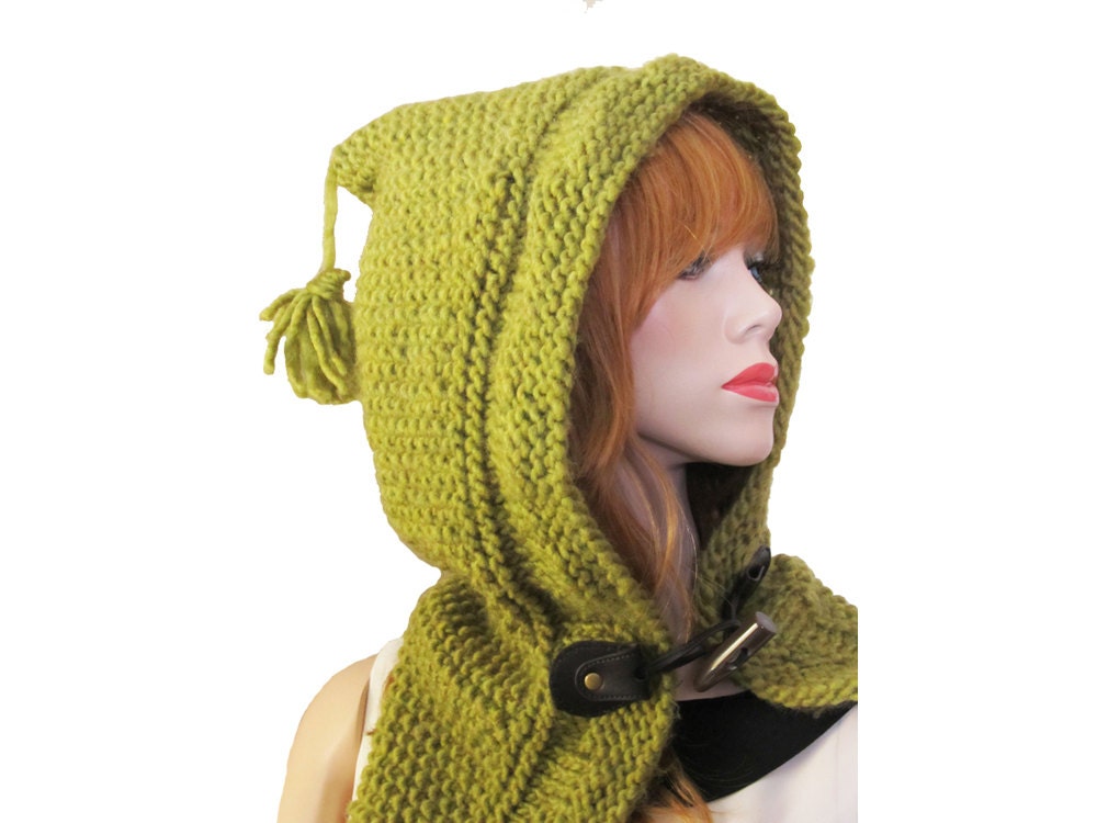 Sage Woodland Hood PDF Knitting Pattern / Scarf Hood Pattern