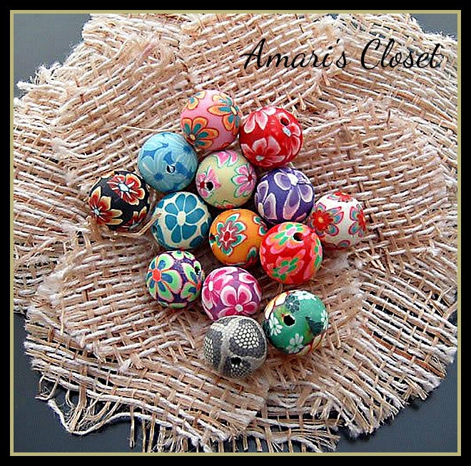 Beautiful 12mm  Polymer Clay Flower Cabochon Beads - PERFECT classy enhancement for Rings, Bracelets, Pendants, Necklaces or Other Crafts