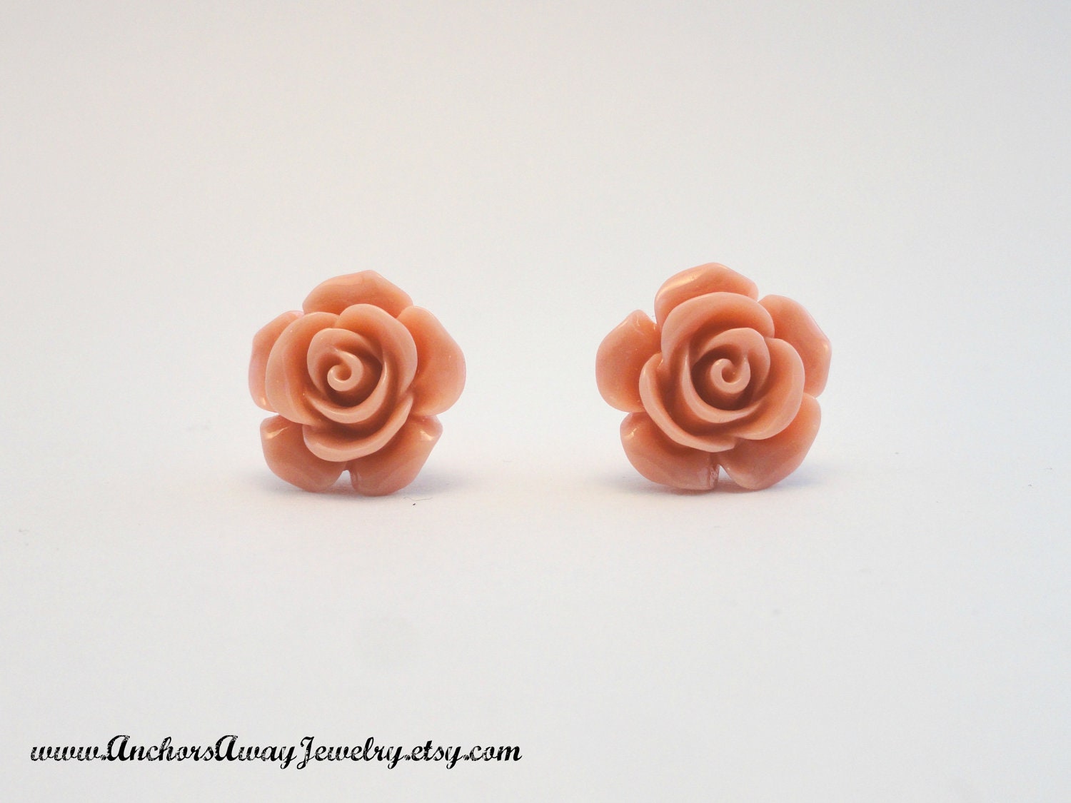 Pink Rose Stud Earrings - Flower Stud Earrings