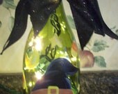 Hand Painted Halloween Lighted Wine Bottle Lamp...Jack-o-Lantern...Pumpkins....Holiday Decor...Fall Decor...Autumn Decor