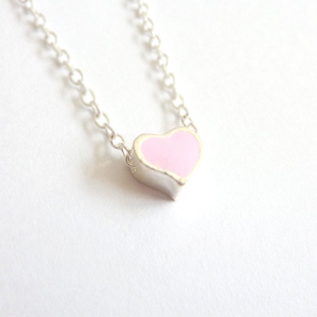 Heart Necklace. Light Pink. Layer Necklace. Everyday Necklace. Simple Necklace. Minimalist.
