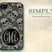 iphone 4 case - iphone 4s case - plastic or silicone rubber - skull monogram design