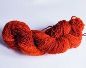 Hand Spun & Dyed 50g 2 ply Wool Yarn, Red-Orange