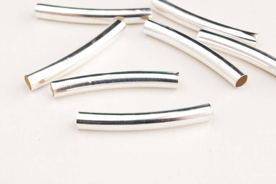 Silver Tube Beads 30mm - 25 pieces