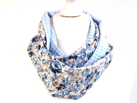 Blue Infinity Scarf Womens Neck or Head Scarf