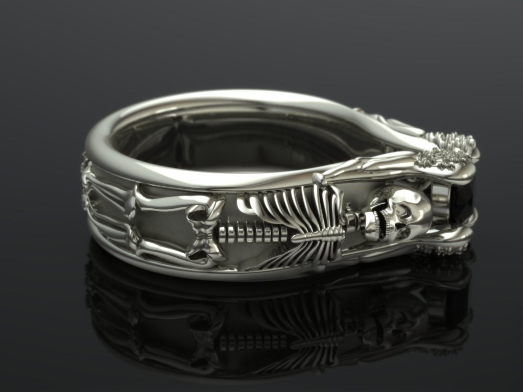 Skeleton Engagement Ring in Sterling Silver