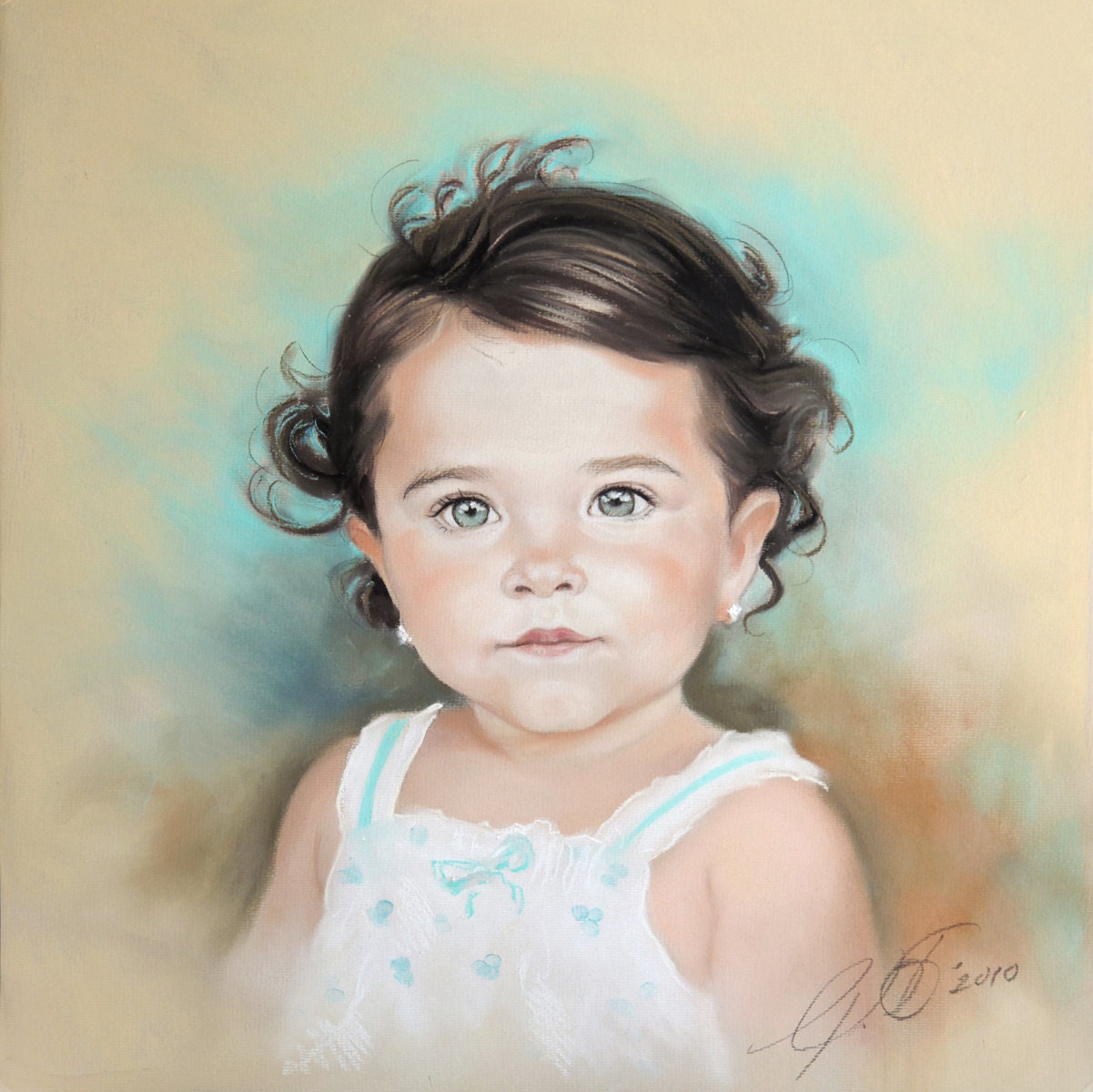 Custom Pastel Portrait Painting of Child from photography