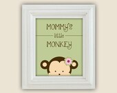Mommy's Little Monkey Printable Peekaboo Wall Art Digital JPEG File Nursery Decor