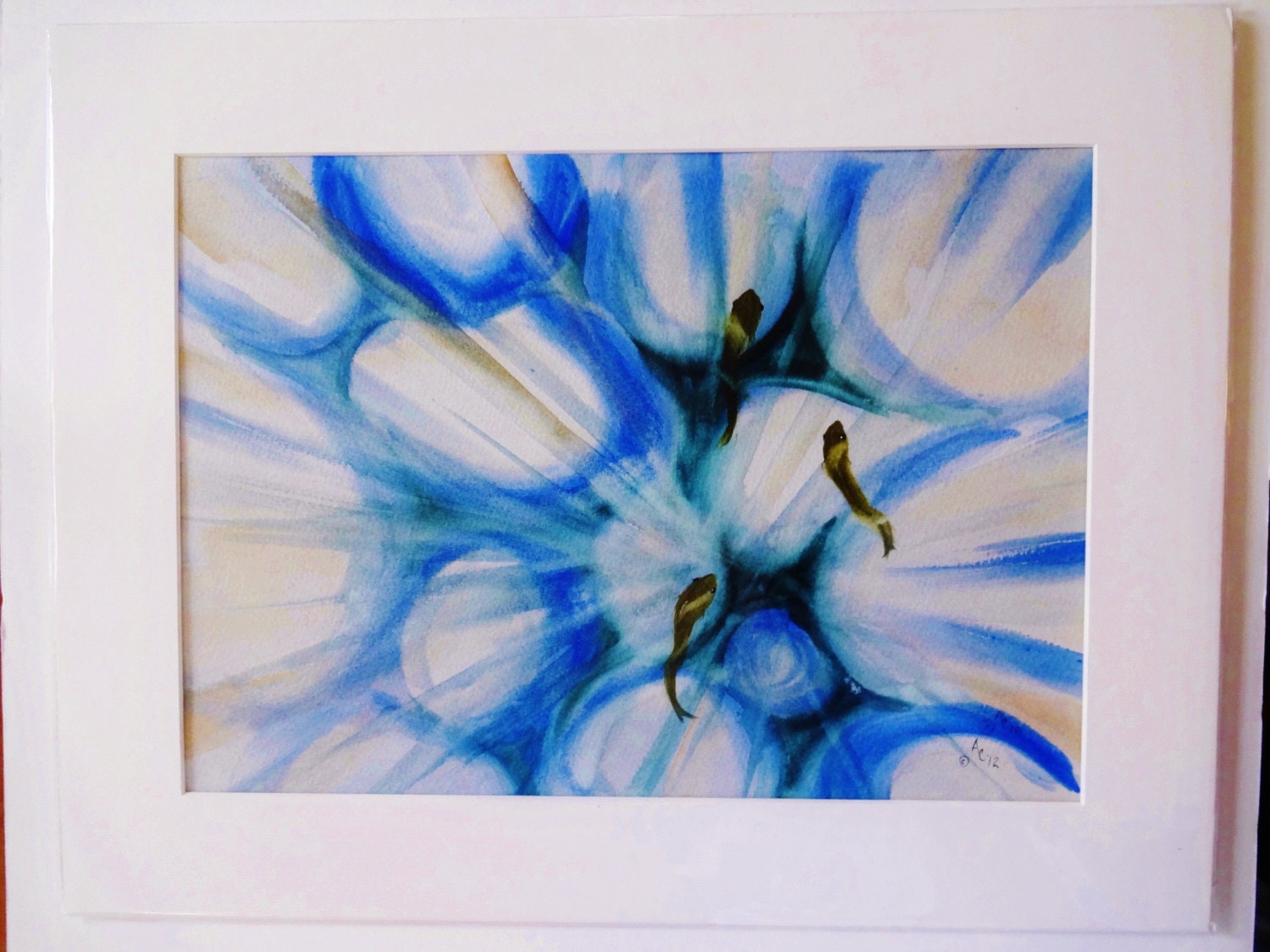 Original watercolor painting of Three Fish swimming in a clear blue pond on a sunny day