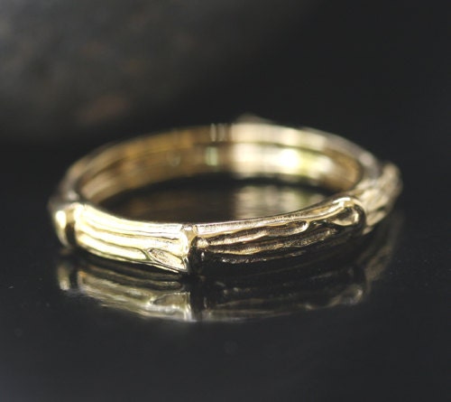 Twig Band in 14k Yellow Rose or White Gold 3.3mm Wide Size 3-6 (Choose Color and size options at checkout)