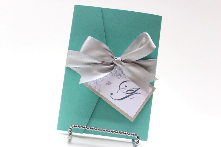 Wedding Invitations Tiffany Blue White and Silver