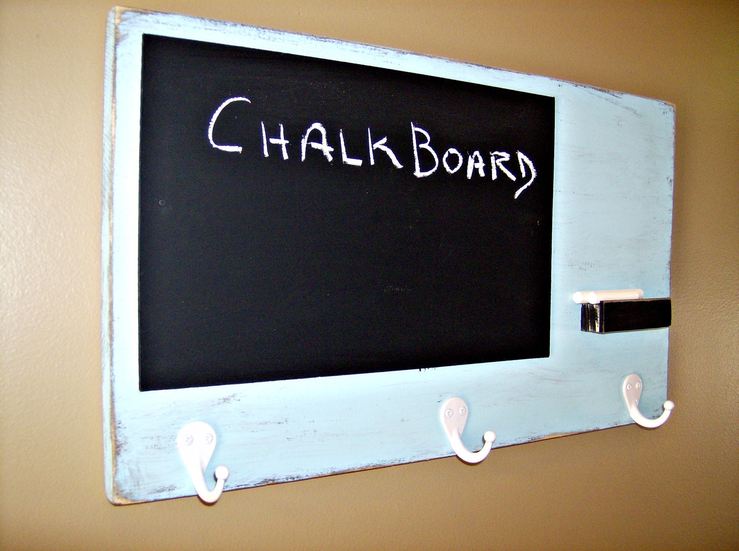 Chalk Board with Key Hangers TURQUOISE by BlueRidgeSawdust