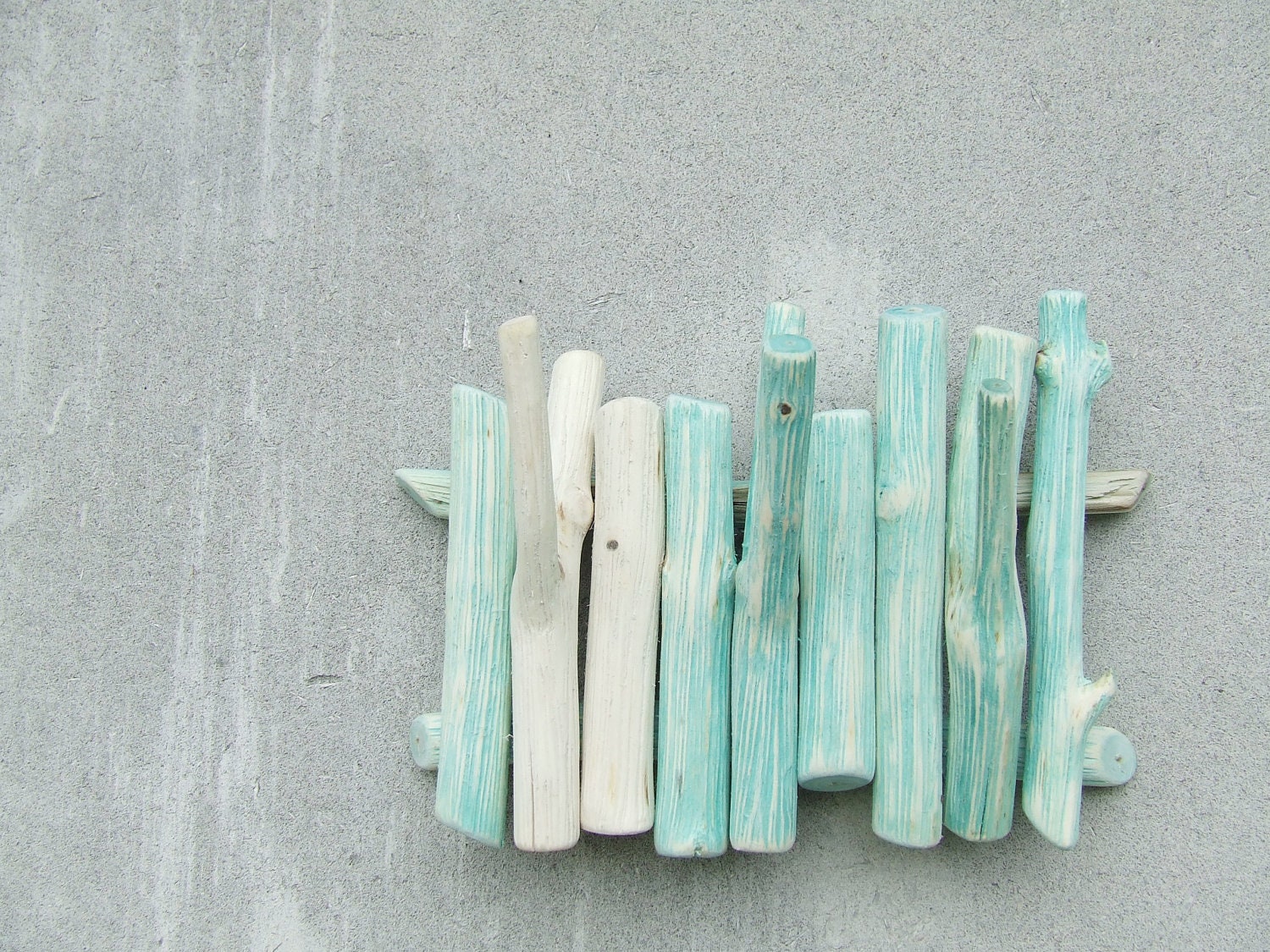 Mint branch wall hanging wooden hook ombre shabby chic jewelry organizer housewares kitchenwares rusteam key holder - WoodenSage
