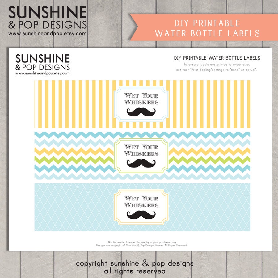 INSTANT DOWNLOAD - Printable Little Man Mustache Water Bottle Labels - Moustache Ready to print - birthday baby shower Il_570xn