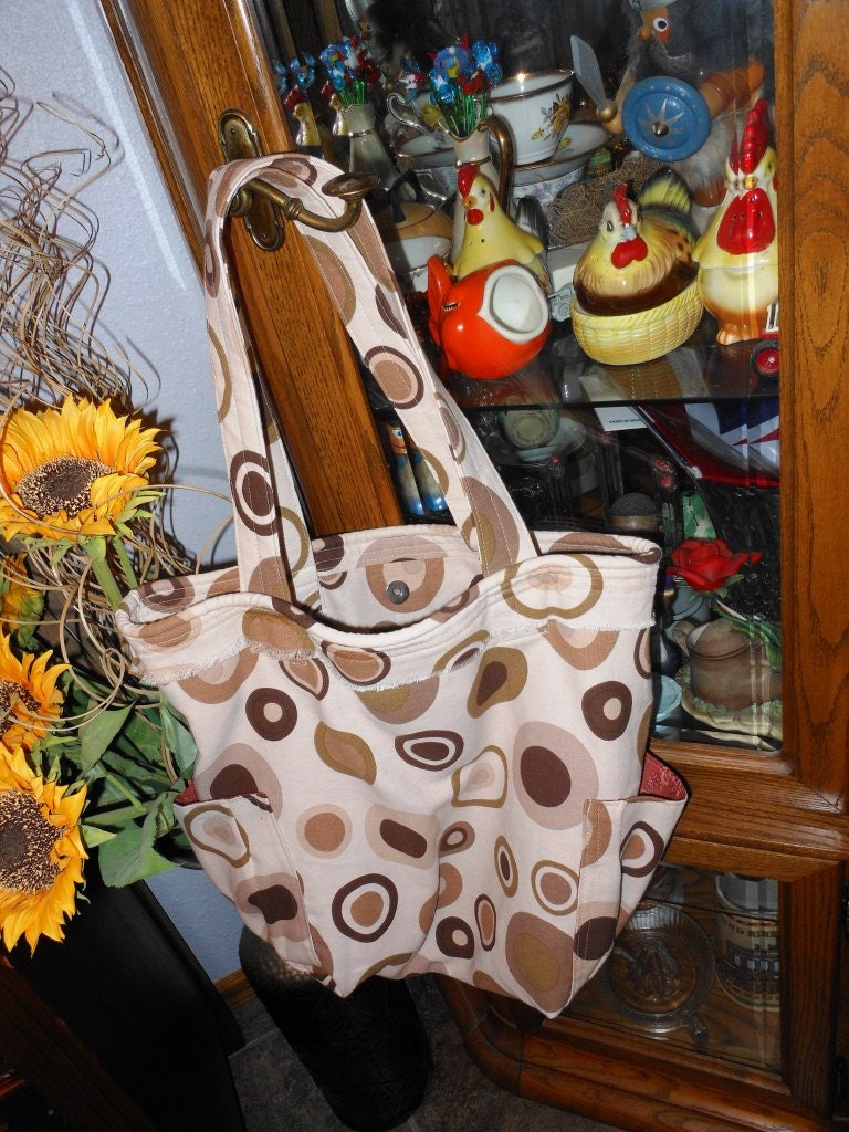Brown & Cream Polka Dot Purse / Tote Bag