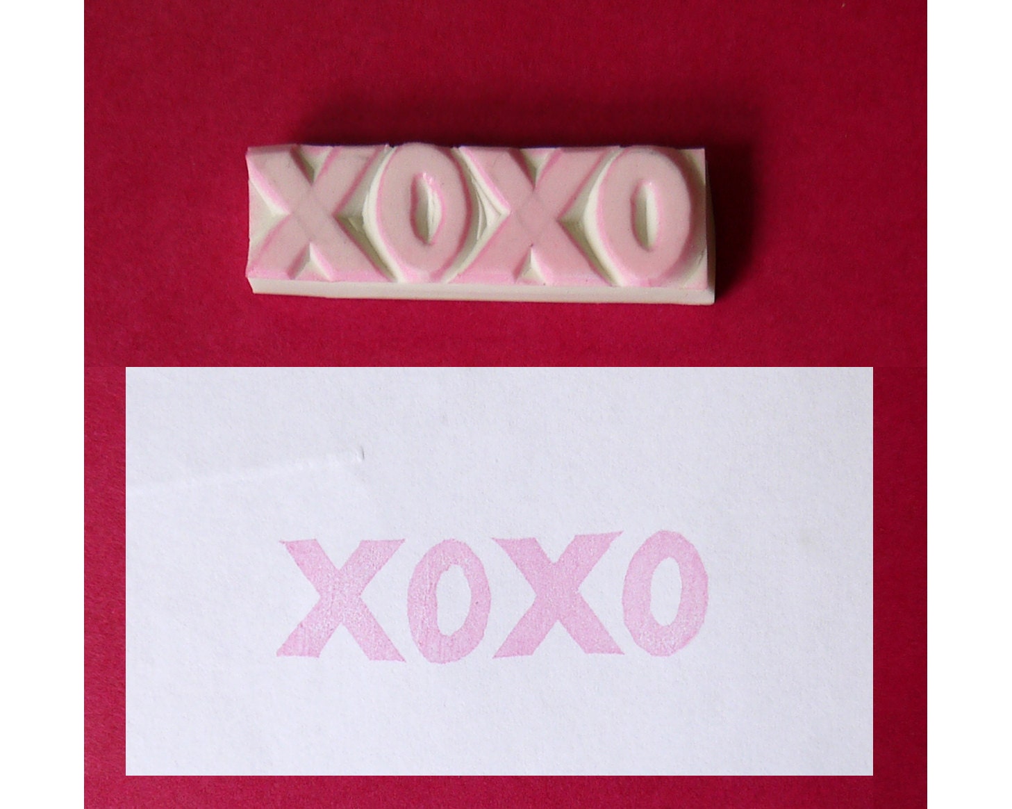XOXO Handmade Rubber Stamp - Wedding stamp, hand carved rubber stamp, handcarved rubber stamp, hand carved stamp, handmade stamp