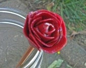Red Rose Knitting Needles Polymer Clay topped Bamboo US Size 3 / 3.25 mm