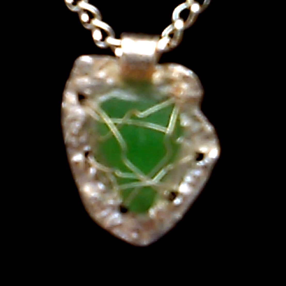 Beach Sea Glass Pendant Emerald FS