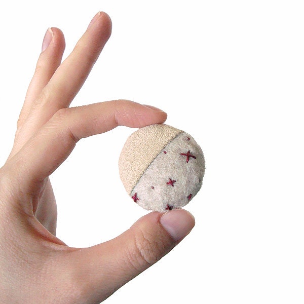 Starry Sky Winter Pin Brooch Plush Felt Fabric Cream Sky Ivory Moon & Burgundy Stars Hand Embroidered Color Pop - MADE TO ORDER